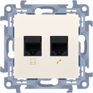 Kontakt-Simon Gniazdo telefoniczne Simon 10 podwójne RJ12 kremowy (CT2.01/41)