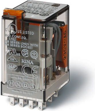 Finder Przekaźnik miniaturowy 4P 7A 230V AC przycisk testujący LED wskaźnik zadziałania (55.34.8.230.0054)