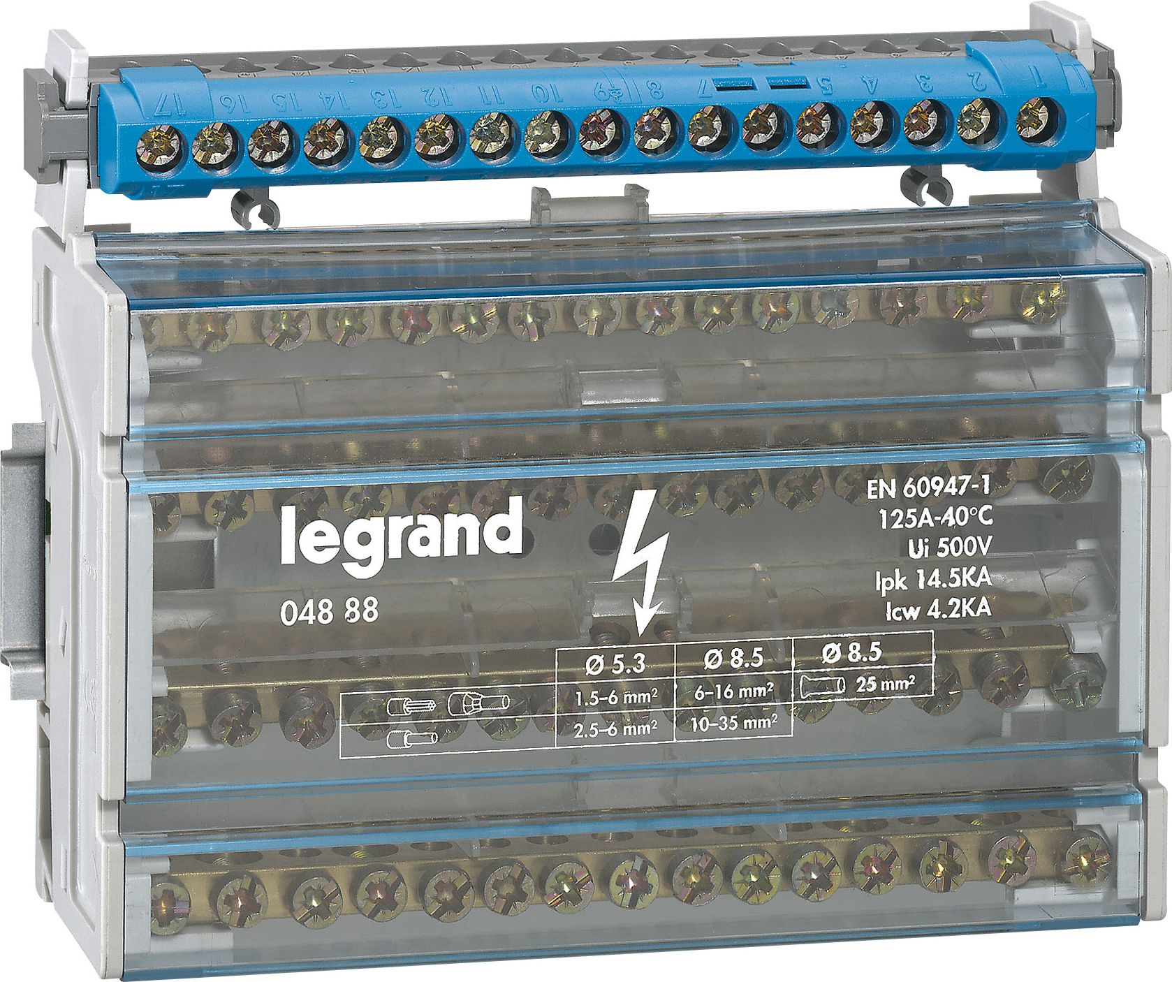 Legrand Listwa przyłączeniowa 17-otworów niebieska IP2xN17 (004845)