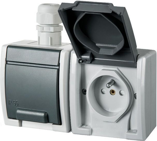Elektro-Plast AQUANT Gniazdo podwójne z uziemieniem 2x2P+Z IP65 (1242-65)