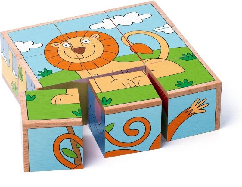 Woodyland Puzzle sześcienne kostki zwierzęta egzotyczne