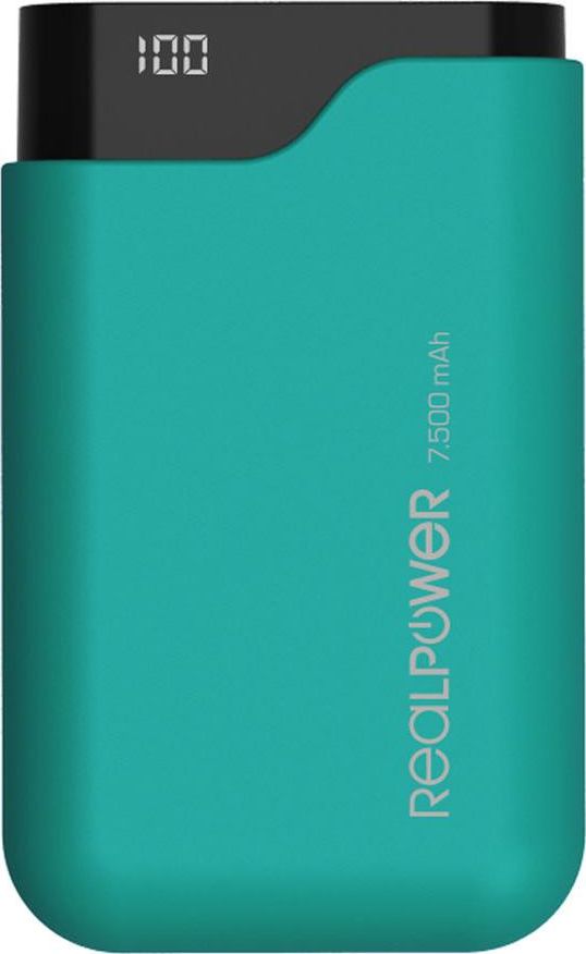 фото Зовнішній акумулятор (павербанк) Realpower PB-7500C 7500mAh Green (243966)