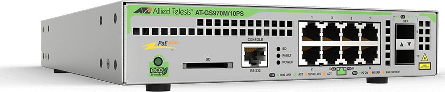 фото Комутатор керований 3 рівня Allied Telesis AT-GS970M/10PS