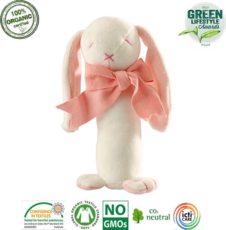 Maud N Lil Maud N Lil Rose The Bunny Stick Rattle Grzechotka Organiczna Miękka