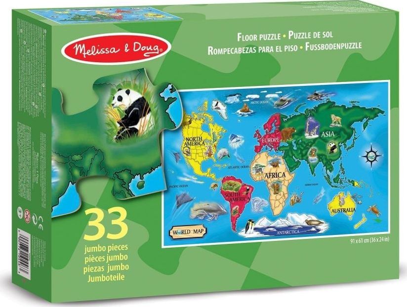 Melissa & Doug Puzzle podłogowe Mapa Świata 33szt.
