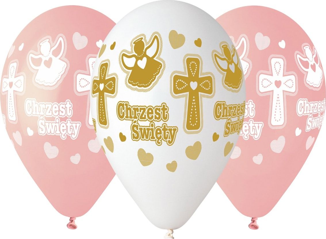 Gemar Balony na chrzest dla dziewczynki - 33 cm - 5 szt. uniwersalny