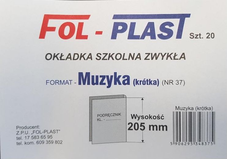 Folplast Okładka na podr do muzyki krótka NR 37 (20szt)