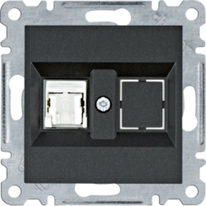 Hager Lumina Gniazdo komputerowe pojedyczne RJ45 kat.6 UTP czarne WL2153