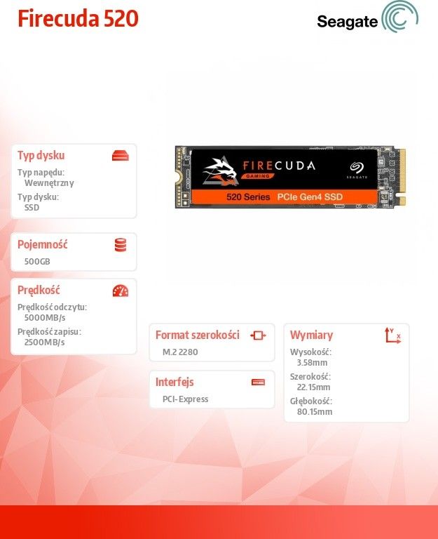 фото SSD накопичувач Seagate FireCuda 520 500 GB (ZP500GM3A002)
