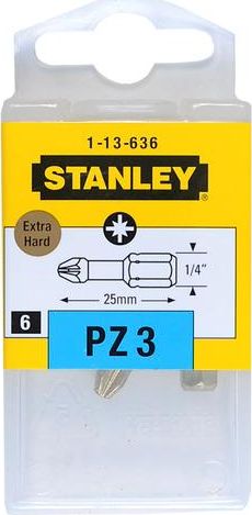 Stanley końcówka 1/4" Pz3 x 25mm TORS.HARD cienki 6 sztuk (13-636-1)