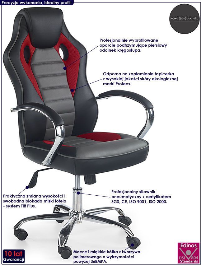 фото Офісне крісло Profeos Afton Black/Red