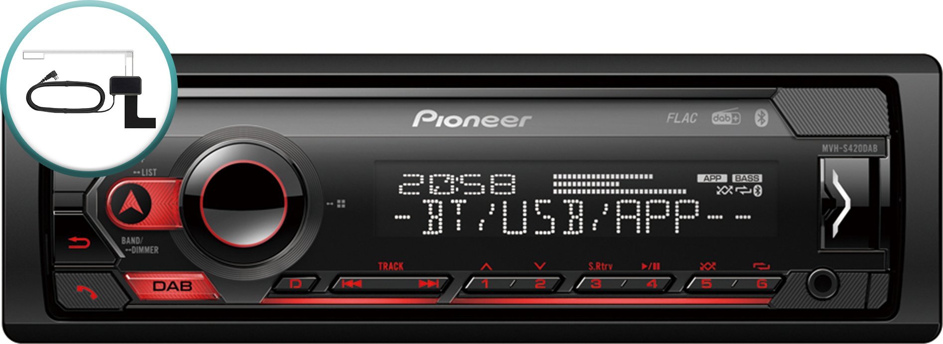 фото Бездискова MP3-магнітола Pioneer MVH-S420DABAN
