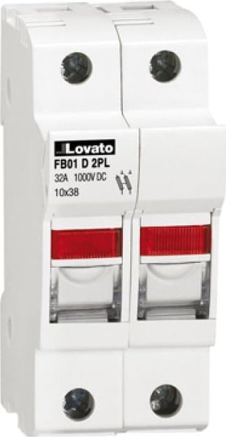 Lovato Electric Podstawa bezpiecznikowa DC z sygnalizacją PV 2P 32A 1000V 10x38mm FB01D2PL