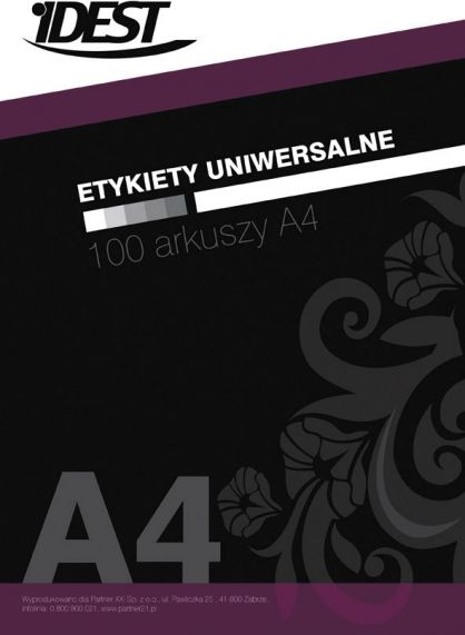 Idest Etykieta uniwersalna A4 100 arkuszy (eta4118x118w)