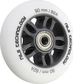 Nils Extreme PU 90x24 82A BIAŁE MATOWE (4 szt.) + ABEC-9 CHROME (8 szt.) ZESTAW NILS EXTREME