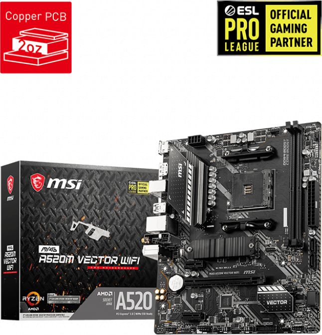 фото Материнская плата MSI MAG A520M Vector WIFI — компактная и функциональная плата для игровых систем на базе AMD