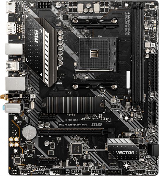 фото Материнская плата MSI MAG A520M Vector WIFI — компактная и функциональная плата для игровых систем на базе AMD