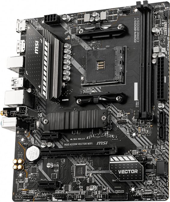 фото Материнская плата MSI MAG A520M Vector WIFI — компактная и функциональная плата для игровых систем на базе AMD