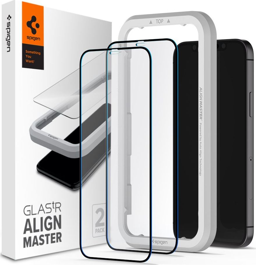 Spigen SZKŁO HARTOWANE SPIGEN ALM GLASS FC 2-PACK IPHONE 12 MINI BLACK