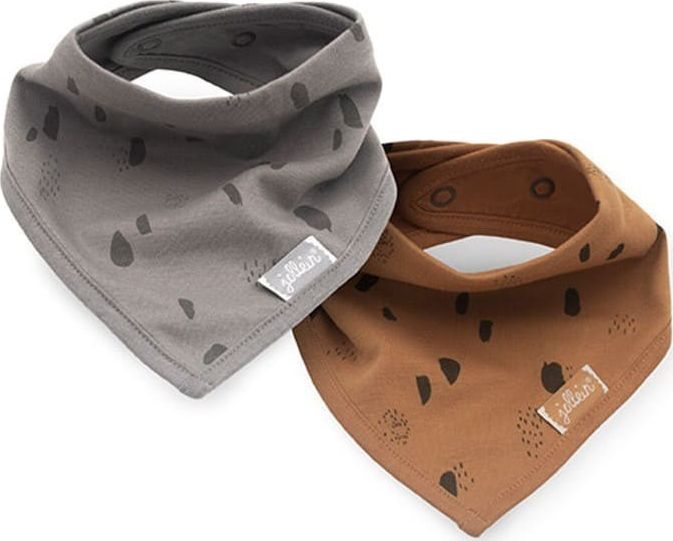 Jollein Jollein - 2 śliniaki bandany Spot STORM GREY / CARAMEL