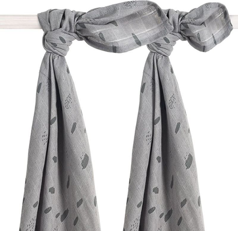 Jollein Jollein - 2 otulacze niemowlęce Hydrophilic 115 x 115 cm Spot STORM GREY