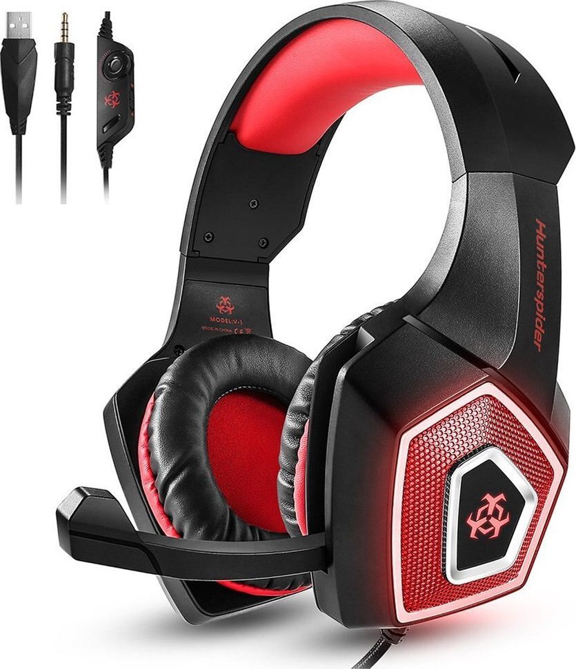 фото Навушники з мікрофоном HunterSpider V01 Red