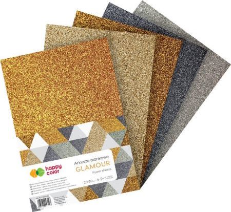 Happy Color Arkusze piankowe A4 5 kolorów brokat Glamour