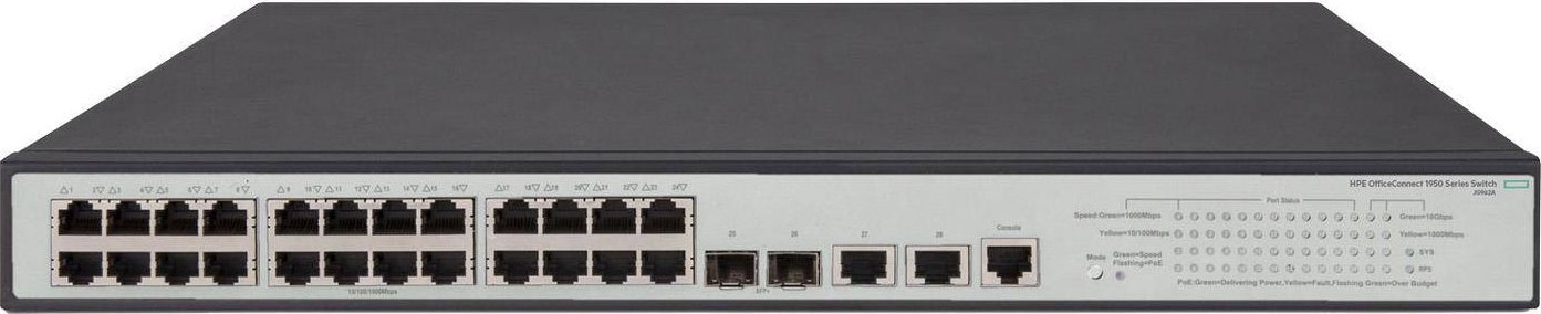 фото Комутатор керований 3 рівня HP OfficeConnect 1950 24G 2SFP+ 2XGT PoE+ (JG962A)