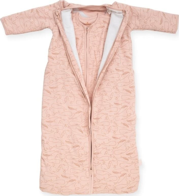 Jollein Jollein - Śpiworek niemowlęcy całoroczny 4 Pory Roku 2 śpiworkowy Whales Pale PINK 90 cm