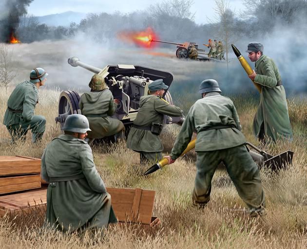 German pak 40 with soldiers