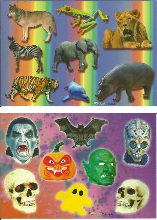 POLSYR Naklejki POLSYR Małe - halloween/dzikie zwierzęta 25ark. Polsyr