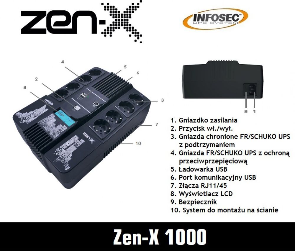 фото Резервне ДБЖ Infosec Zen-X 1000 (61999)