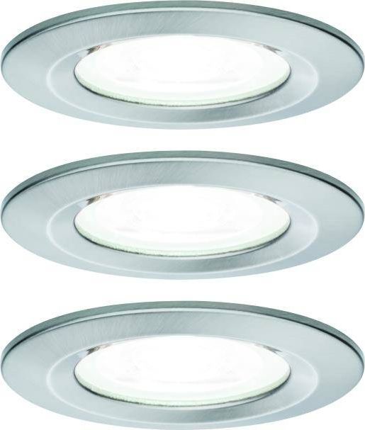 Paulmann Zestaw Oprawa wbudowana Nova stałe LED IP44 3x6,5W 4000K 230V GU10 51mm Żelazo Szczotkowane/ Aluminium
