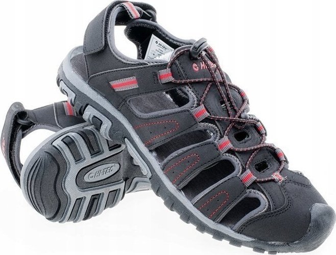 Hi-Tec SANDAŁY I KLAPKI TIORE BLACK/DARK GREY/RED 46