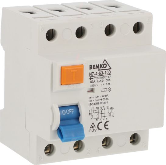 Bemko Wyłącznik różnicowoprądowy AC 4P 63A 100mA A05-N7-4-63-100