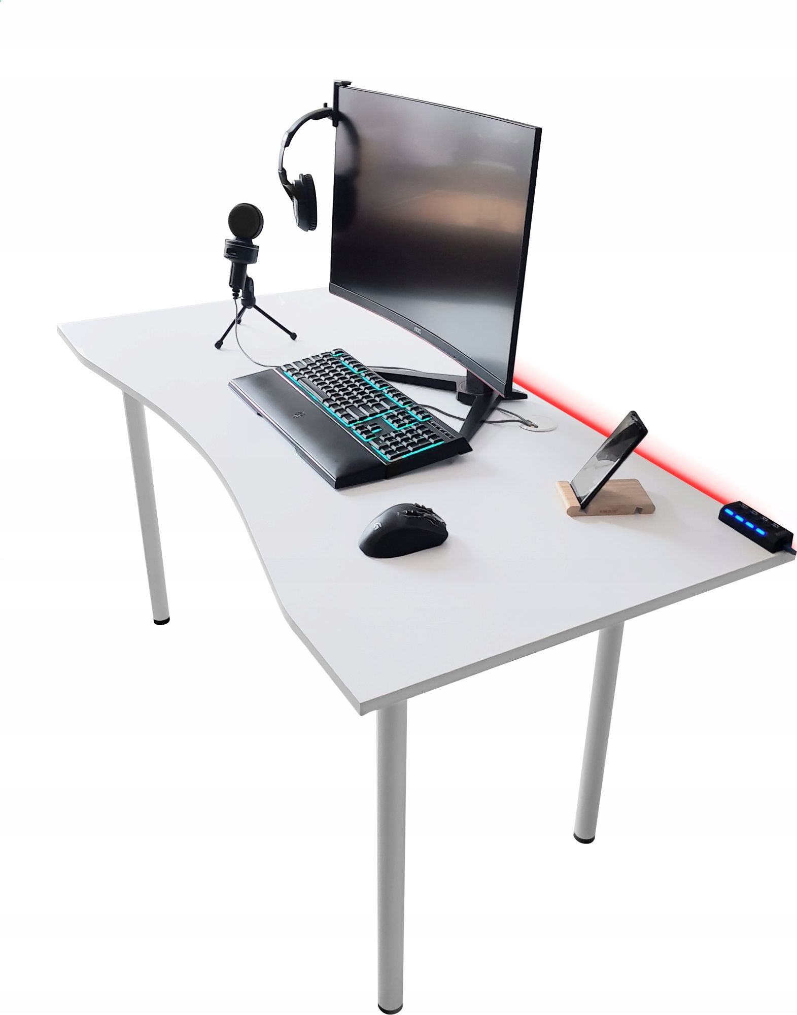 фото Геймерський ігровий стіл Zdesk AB-710W-Po/W-LH