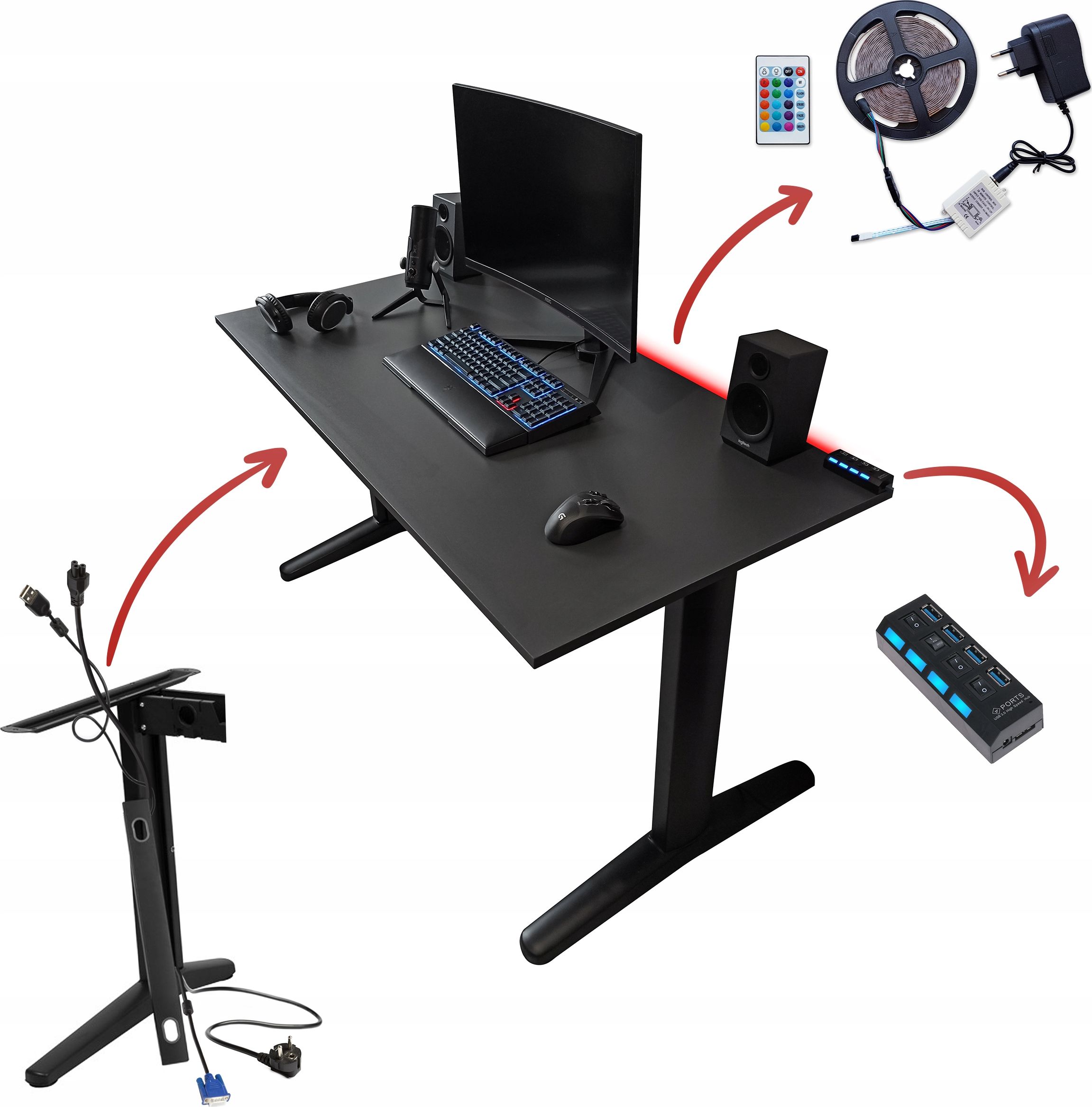 фото Геймерський ігровий стіл Zdesk PC-STL/B-Po/B-LH