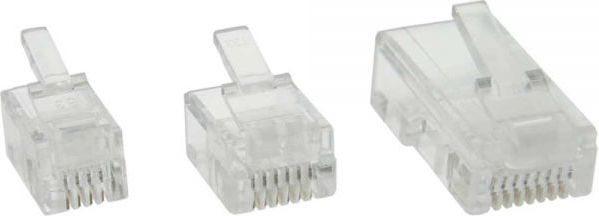 InLine Modularny wtyk 8P8C, RJ45 do zaciskarki, RJ - Kabel okrągły opływowy ISDN, 100 sztuk (73098R)