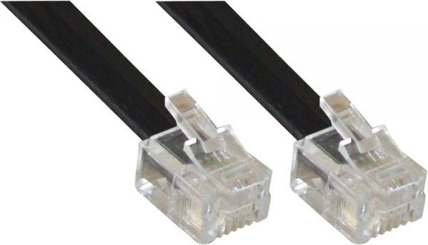 InLine Modularny kabel RJ11, 4 żyły, 6P4C, czarny, 10m (18840L)