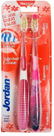 Jordan  Szczoteczka do zębów DUO Individual Clean Medium - mix kolorów 2szt