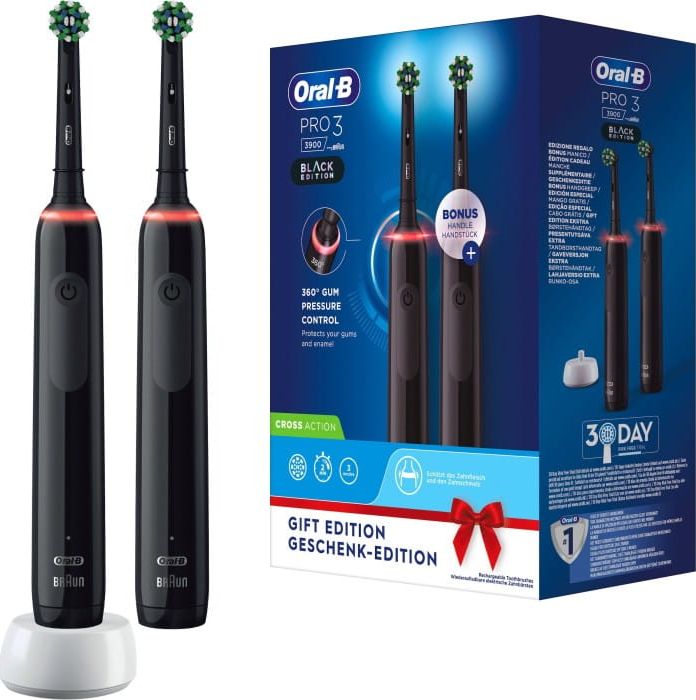 фото Набір із 2-х електричних зубних щіток Oral-B Pro 3 3900 Duo Black