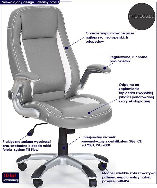 фото Офісне крісло Profeos Jowisz Попелясте