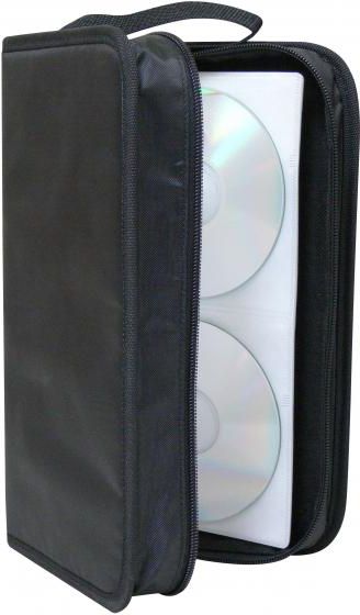Segregator na 96 szt. CD, tekstylny, czarny, album, zamek błyskawiczny