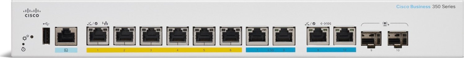 фото Комутатор керований 3 рівня Cisco CBS350-8MGP-2X