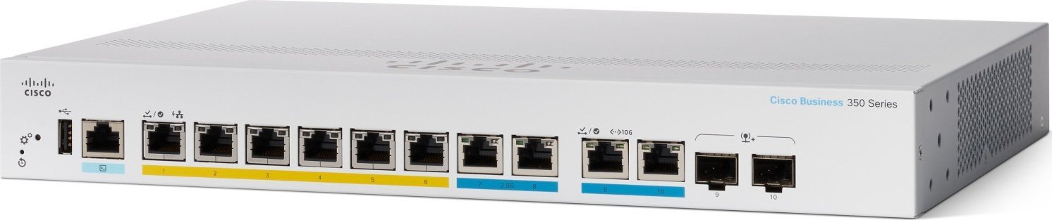 фото Комутатор керований 3 рівня Cisco CBS350-8MGP-2X
