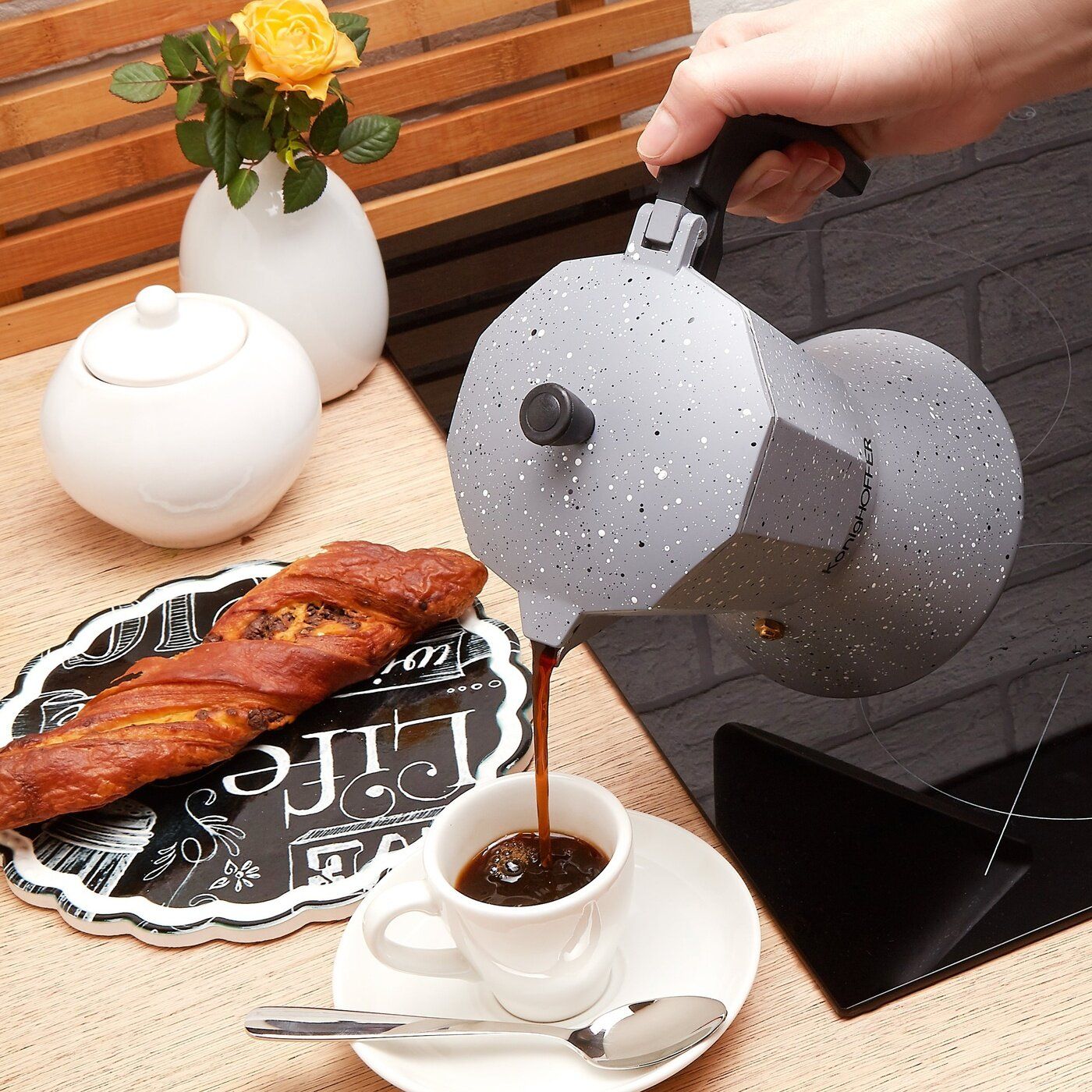 фото Кавоварка гейзерна Konighoffer 9tz Grey Stone Marble