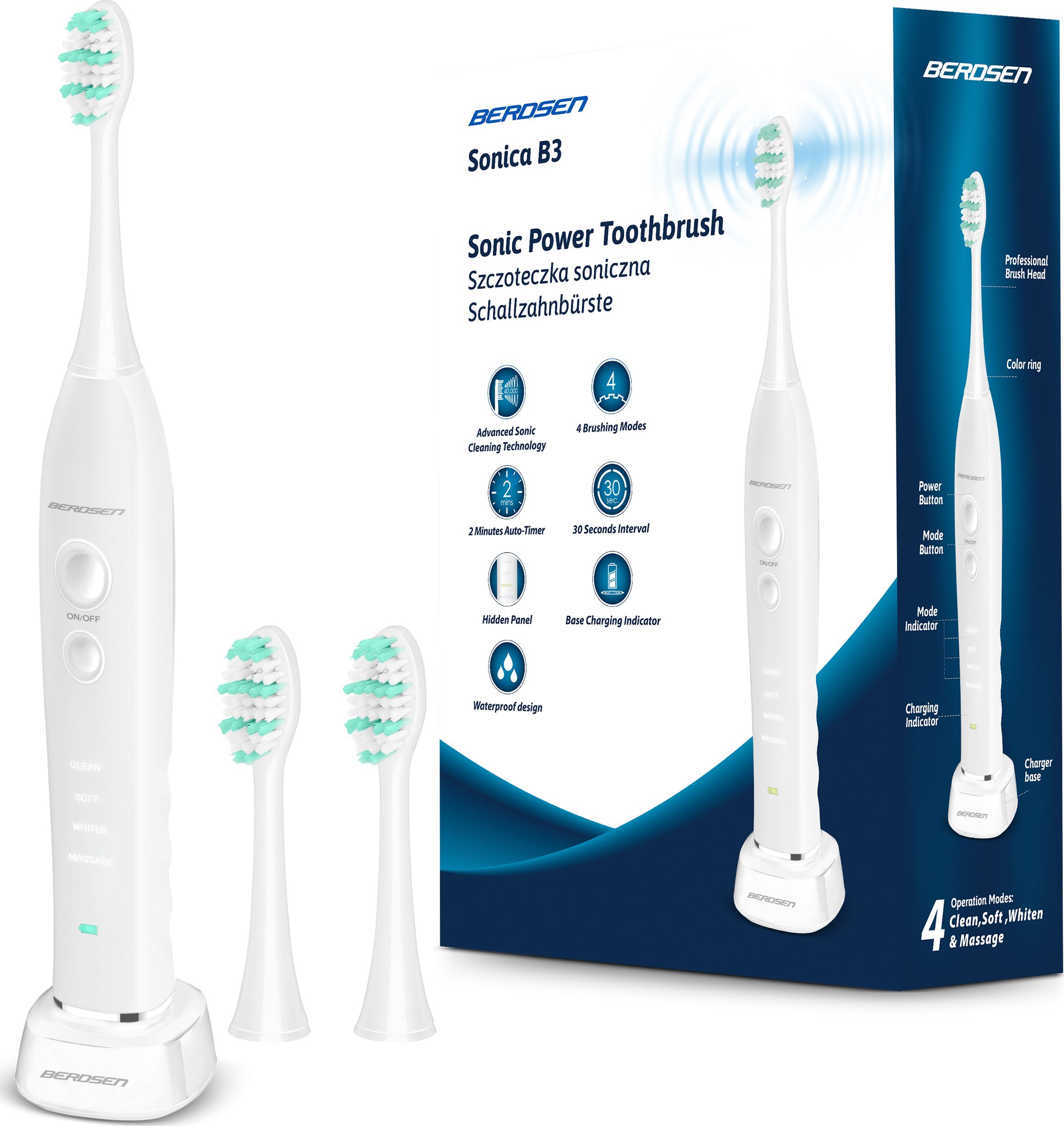 фото Електрична зубна щітка Berdsen Sonica B3 White