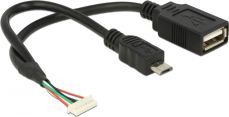Kabel USB Delock Pinheader 8Pin / USB A + micro USB B, Czarny, 0.15m (84835) 1
