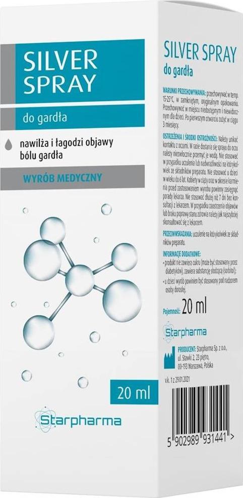 STARPHARMA SILVER SPRAY do gardła 20ml STARPHARMA 1