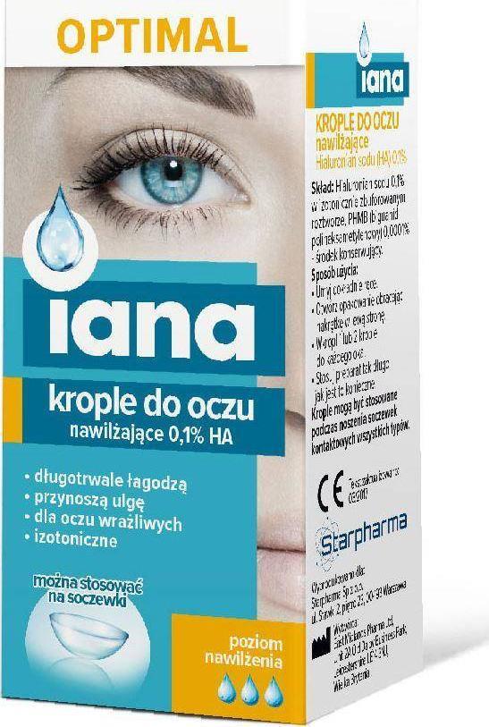 STARPHARMA IANA Krople do oczu OPTIMAL nawilżające 0,1% HA 10ml STARPHARMA 1